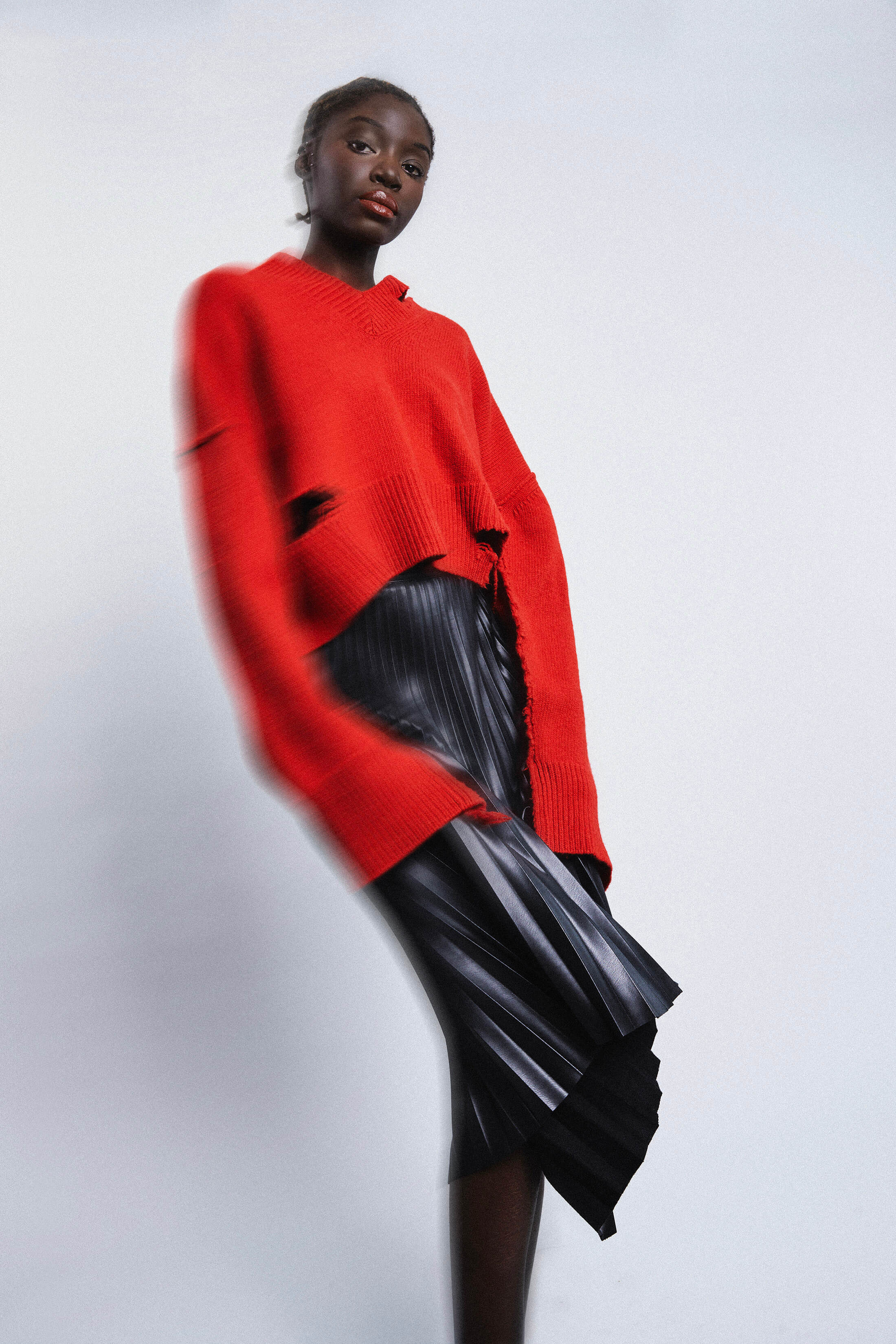 portrait red sweat